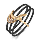 Edward Mirell Black Ti & Bronze Cable White Sapphire Cable Flex Cuff Bangle