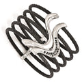 Edward Mirell Black Ti & Sterling Silver Black Spinel Cable Flex Cuff Bangl
