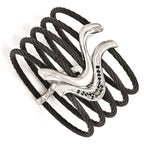 Edward Mirell Black Ti & Sterling Silver Black Spinel Cable Flex Cuff Bangl