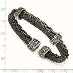 Edward Mirell Titanium Black Memory Cable & Black Titanium Cuff Bracelet