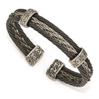 Edward Mirell Titanium Black Memory & Brushed Cable Cuff Bracelet