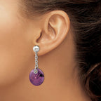 Edward Mirell Black Ti Anodized Pink Ornate Circle and Sterling Silver Post Dangle Earrings