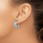 Edward Mirell Grey Ti Brushed Blue Anodized and Blue Topaz J Hoop Post Earrings