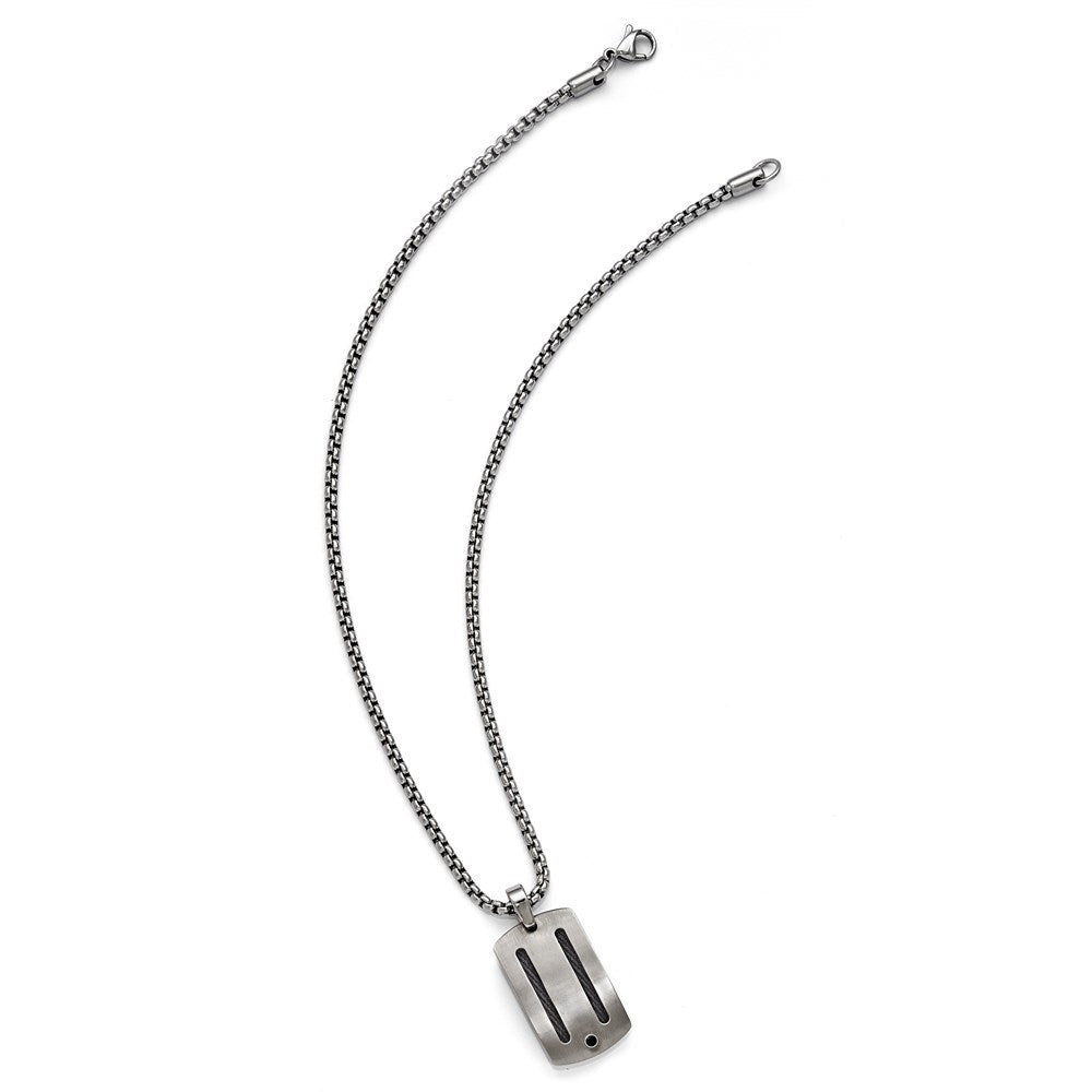 Edward Mirell Titanium Blk Cable & BlackSpinel w/Argentium SS Bezel Necklac
