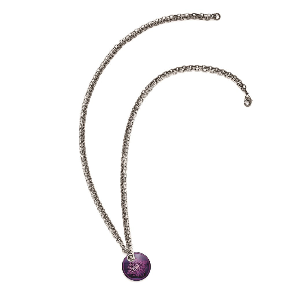 Edward Mirell Black Ti Pink Anodized & Sterling Silver w/ 2in ext Necklac