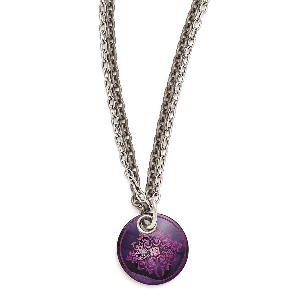 Edward Mirell Black Ti Pink Anodized & Sterling Silver w/ 2in ext Necklac
