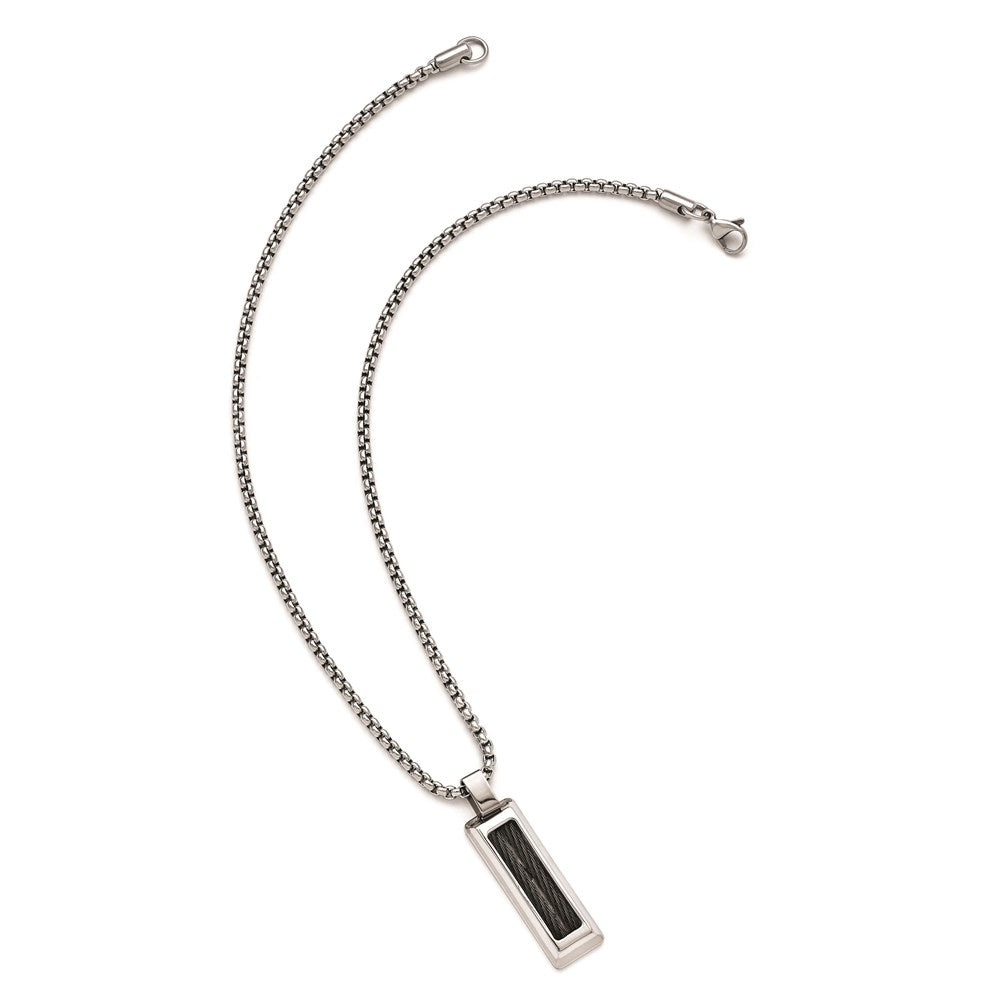 Edward Mirell Titanium & Black Memory Cable w/Stainless Steel Necklace
