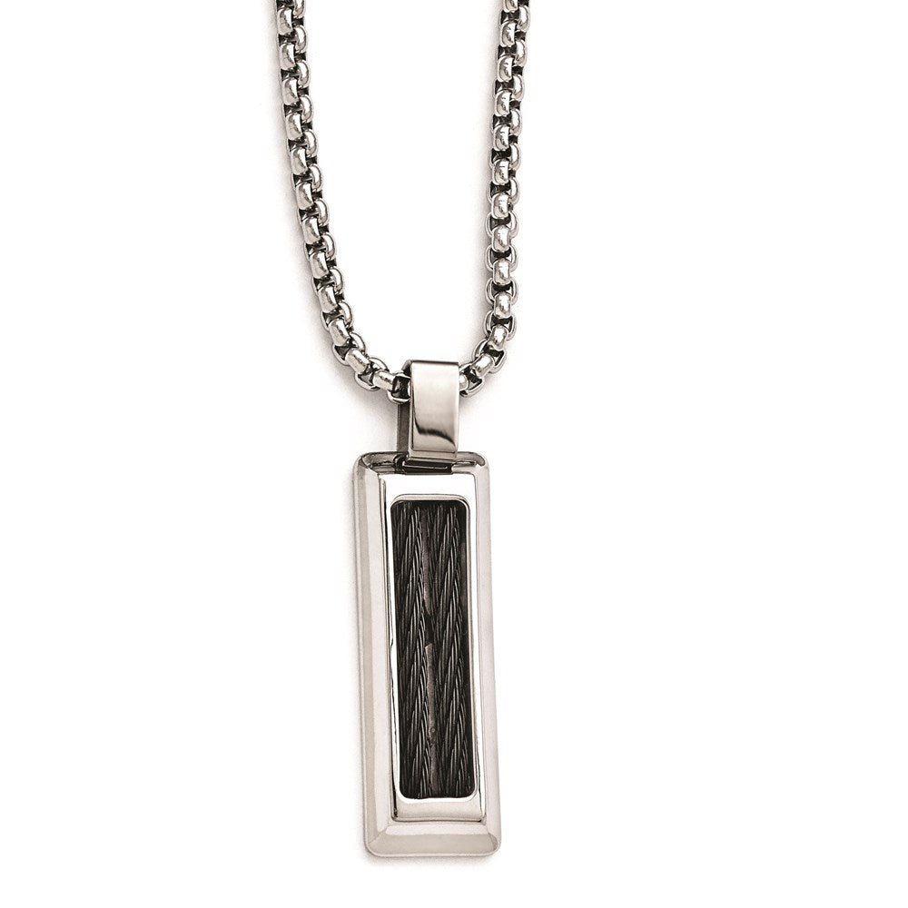 Edward Mirell Titanium & Black Memory Cable w/Stainless Steel Necklace