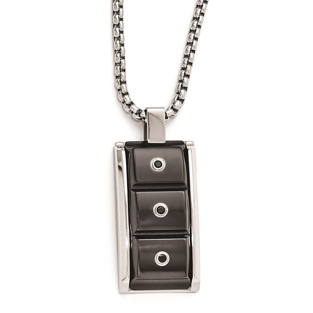Edward Mirell Black Ti & Black Spinel w/Sterling Silver Bezel Pendant Neckl