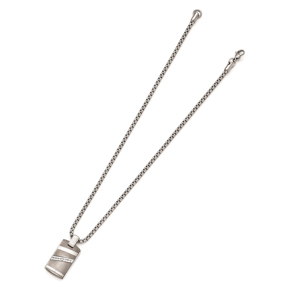 Edward Mirell Titanium .18ctw Diamond w/Sterling Silver Bezel Pendant Neck