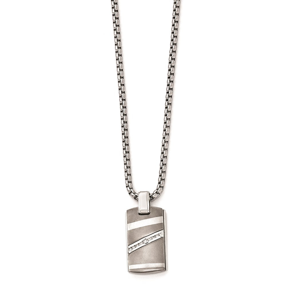 Edward Mirell Titanium .18ctw Diamond w/Sterling Silver Bezel Pendant Neck