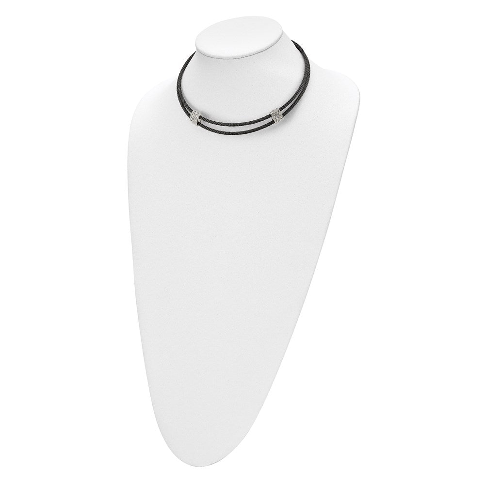 Edward Mirell Titanium & Sterling Silver White Sapphire Cable Necklace