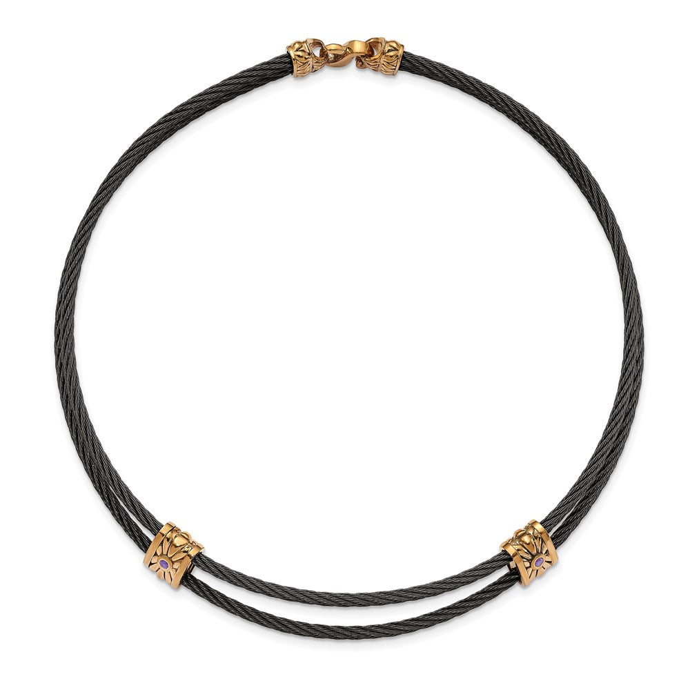 Edward Mirell Titanium & Bronze Amethyst Cable Necklace