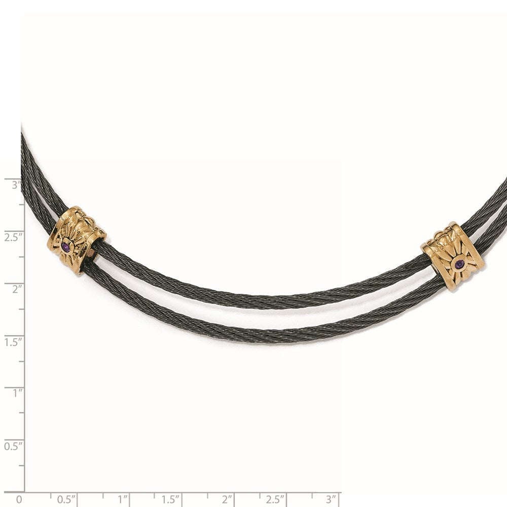 Edward Mirell Titanium & Bronze Amethyst Cable Necklace