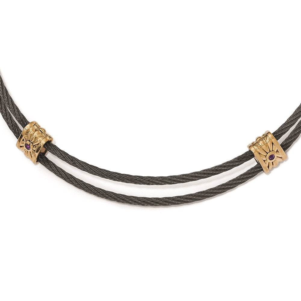 Edward Mirell Titanium & Bronze Amethyst Cable Necklace