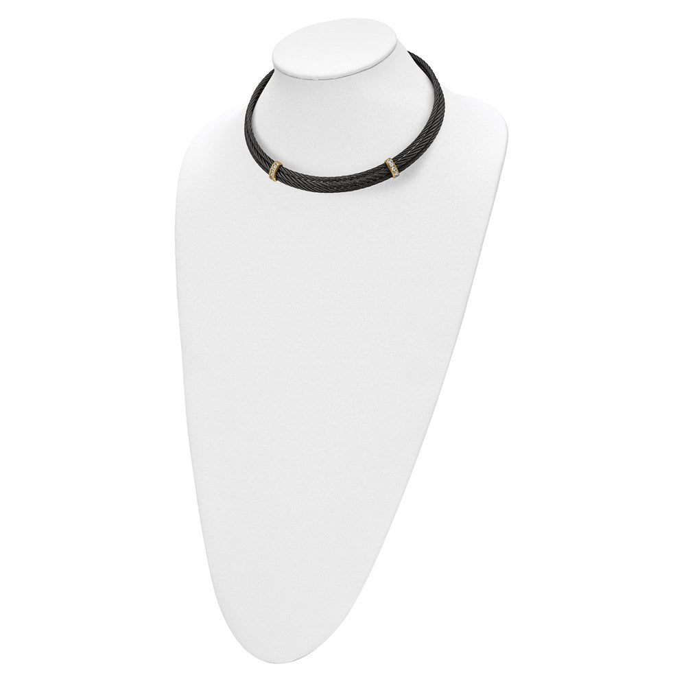 Edward Mirell Titanium & Bronze White Sapphire Cable Necklace