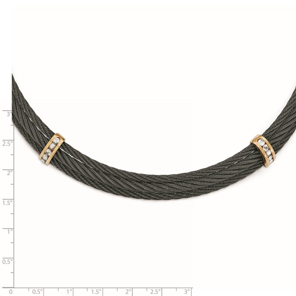 Edward Mirell Titanium & Bronze White Sapphire Cable Necklace
