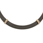 Edward Mirell Titanium & Bronze White Sapphire Cable Necklace