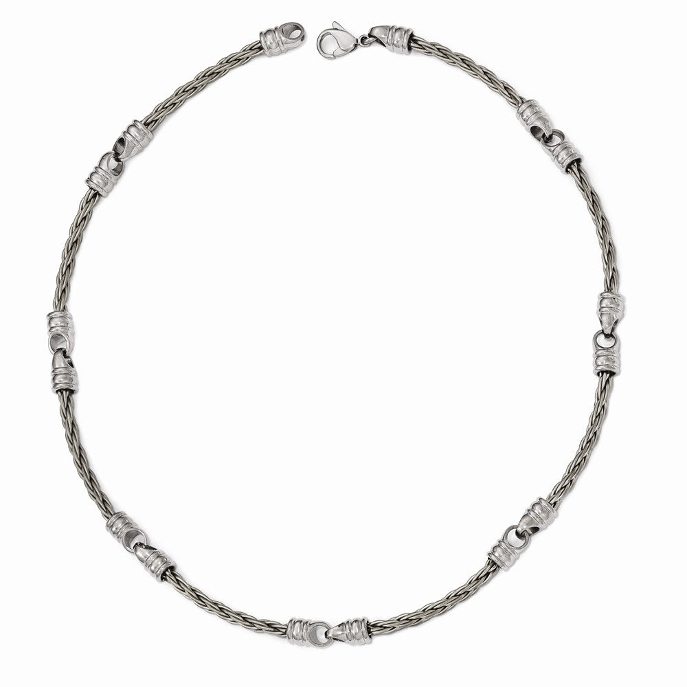 Edward Mirell Titanium Brushed Cable & Polished Link Necklace