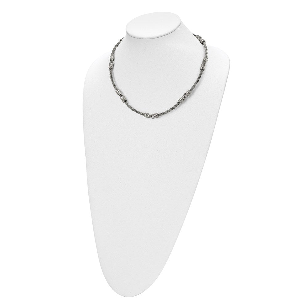 Edward Mirell Titanium Brushed Cable & Polished Link Necklace
