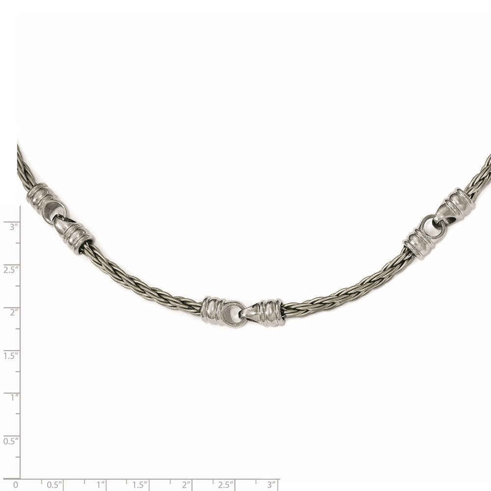 Edward Mirell Titanium Brushed Cable & Polished Link Necklace