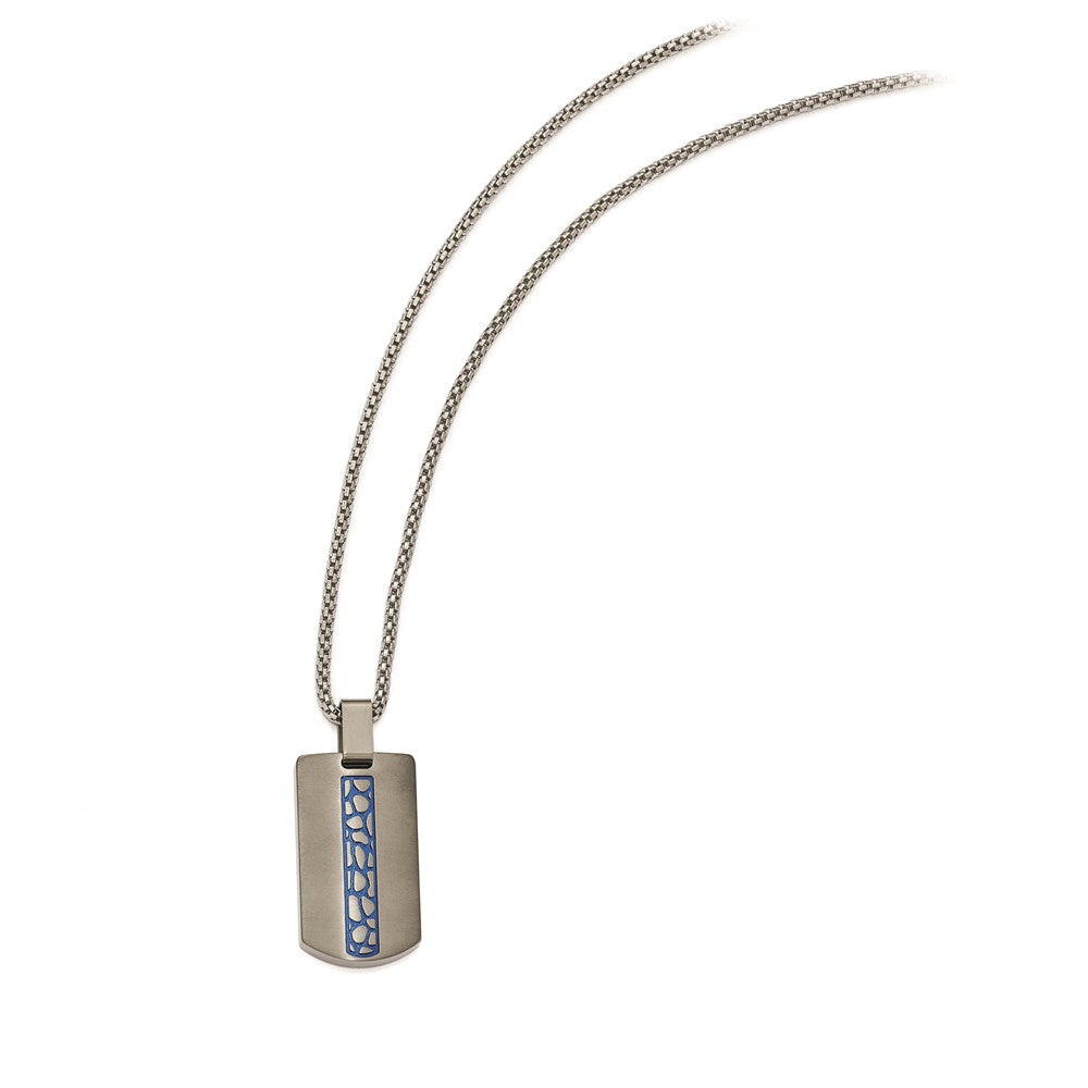 Edward Mirell Titanium Blue Anodized Brushed & Polished Necklace