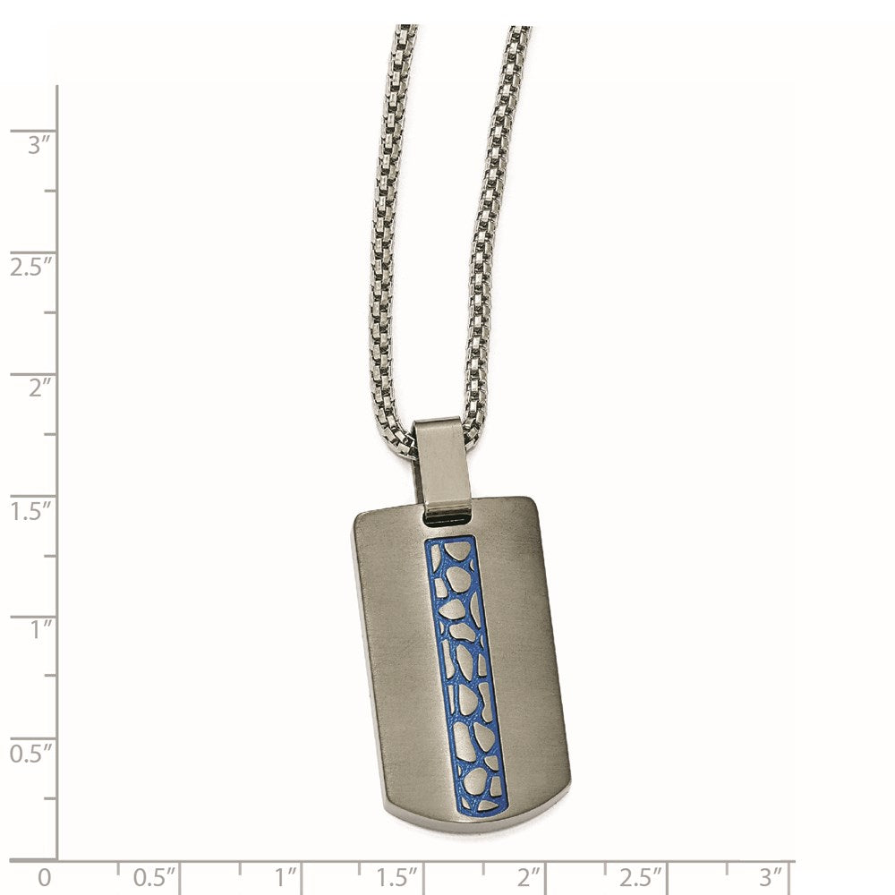 Edward Mirell Titanium Blue Anodized Brushed & Polished Necklace