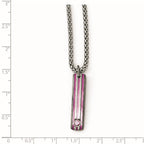 Edward Mirell Titanium Grooved Anodized & Pink Sapphire 2in ext Necklace