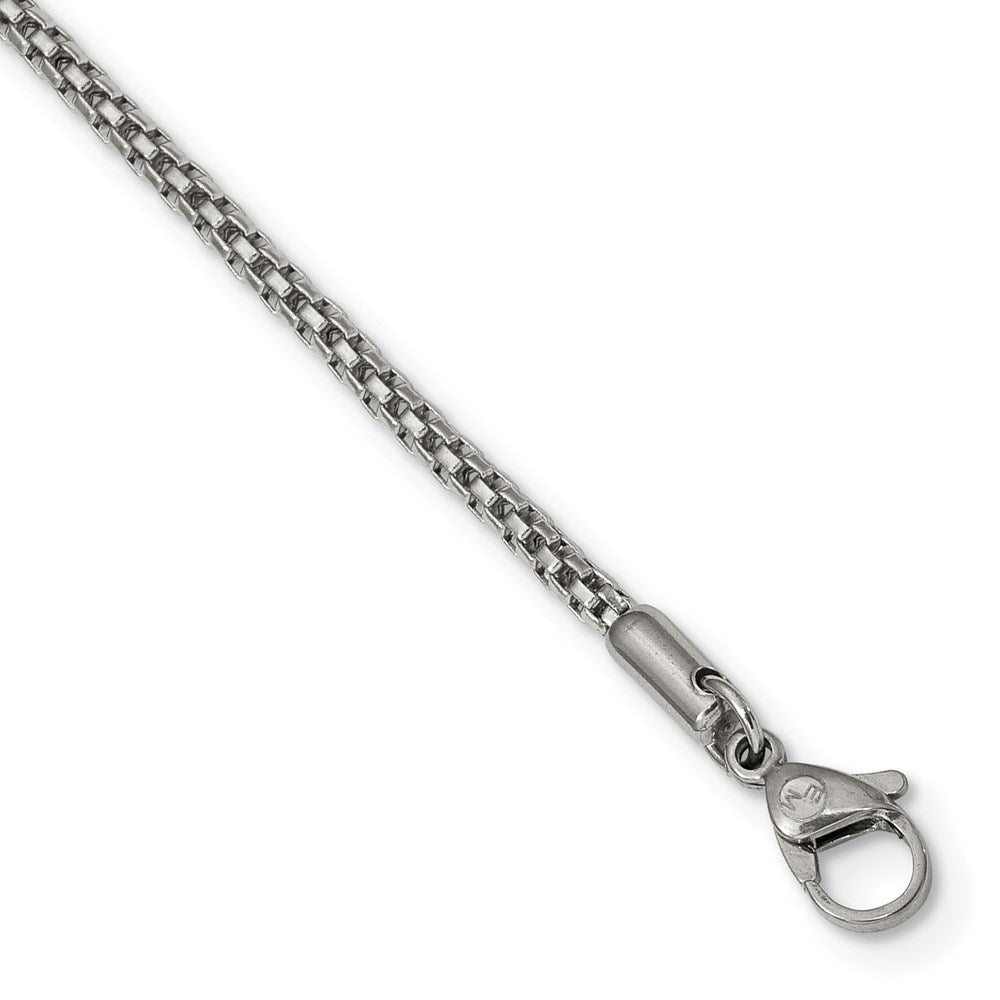 Edward Mirell Stainless Steel Marsala Carbon Fiber Dog Tag Necklace
