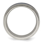 Edward Mirell Titanium with Blue Anodized Grooves 8mm Band