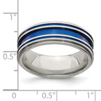 Edward Mirell Titanium with Blue Anodized Grooves 8mm Band