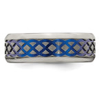 Edward Mirell Titanium Blue Anodized Brushed & Polished 8mm Band