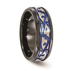 Edward Mirell Black Ti Scroll Pattern Blue Anodized 9mm Band