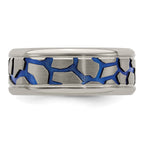 Edward Mirell Titanium Blue Anodized Reptile Pattern Brushed/Polished 9mm Band