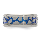 Edward Mirell Titanium Blue Anodized Reptile Pattern Brushed/Polished 9mm Band