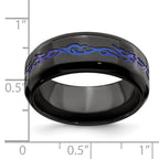 Edward Mirell Black Ti Patterned Blue Anodized Polished 9mm Band