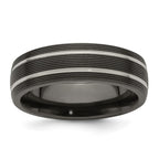Edward Mirell Titanium Black Ti Textured Lines 7mm Band