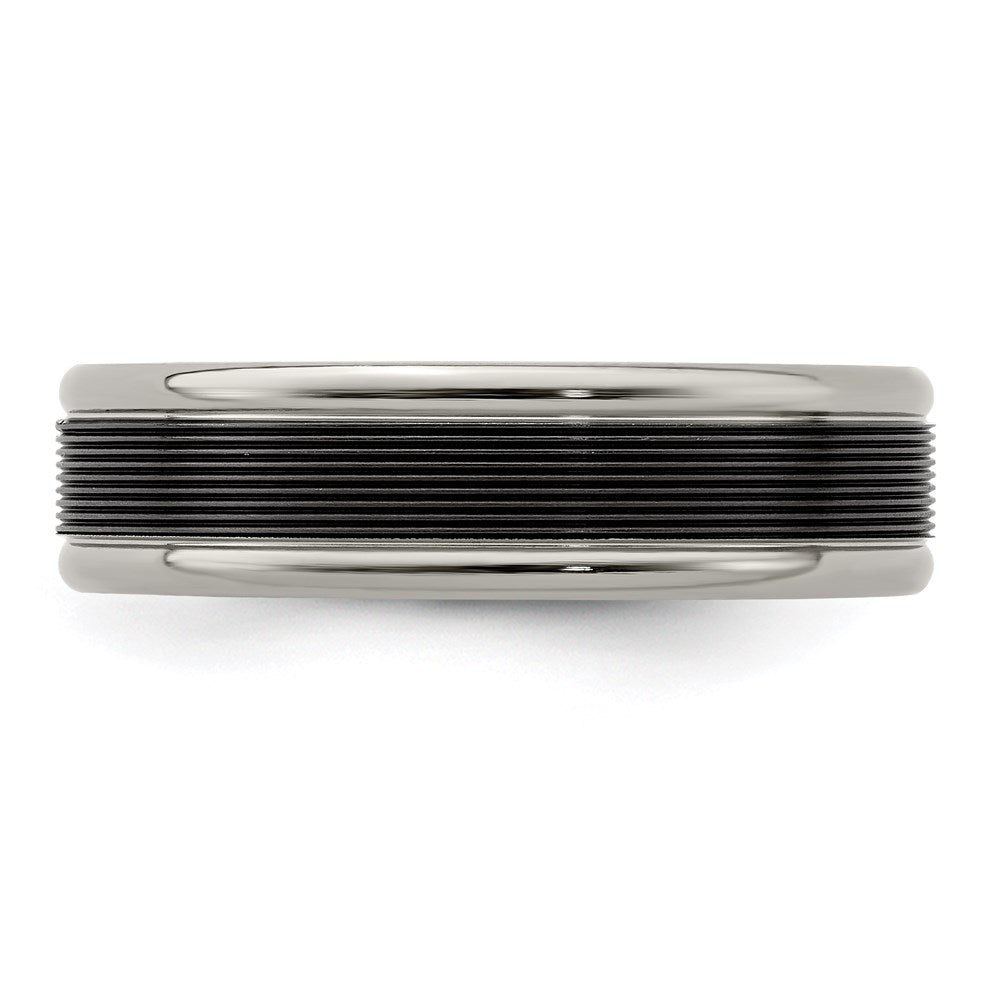 Edward Mirell Black TI -Traction Finish w/Polished Edge 6.5mm Band