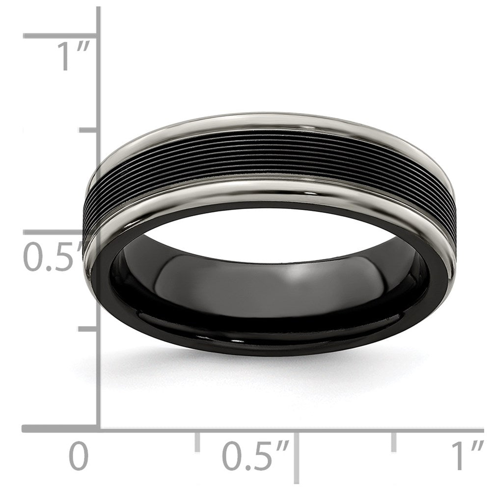 Edward Mirell Black TI -Traction Finish w/Polished Edge 6.5mm Band