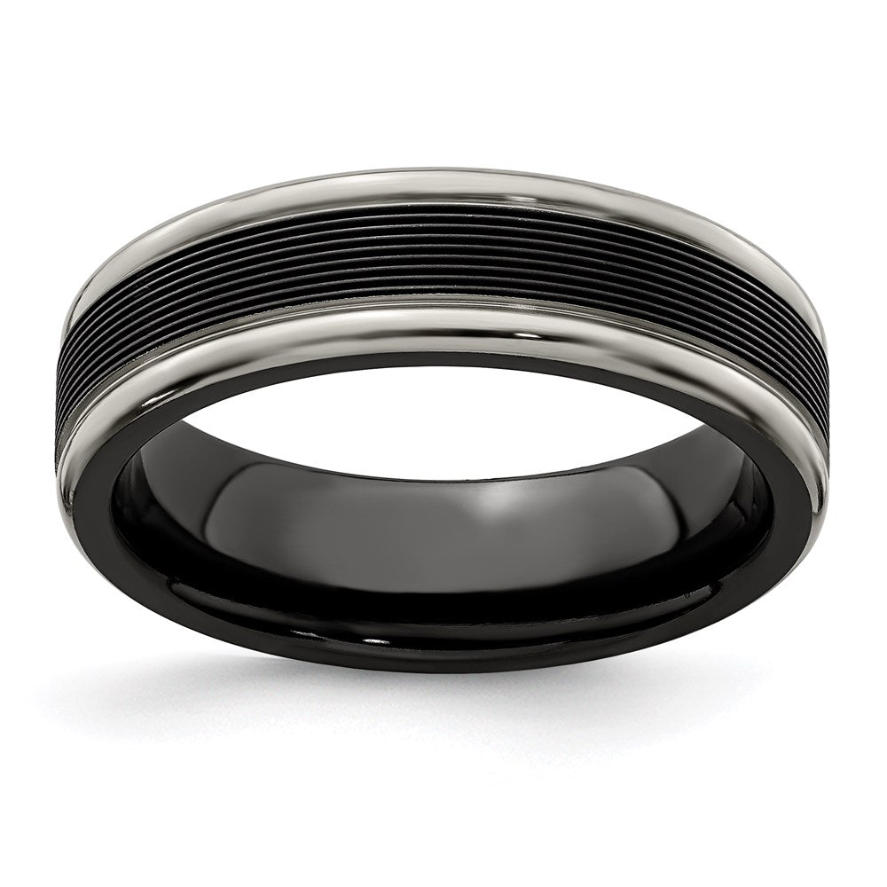 Edward Mirell Black TI -Traction Finish w/Polished Edge 6.5mm Band