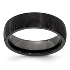Edward Mirell Titanium Black Ti Domed Textured Lines 6mm Band