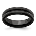 Edward Mirell Titanium Black Ti with Grooves 6mm Band