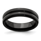 Edward Mirell Titanium Black Ti with Grooves 6mm Band