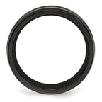 Edward Mirell Titanium Black Ti & Grey Grooved 7mm Band