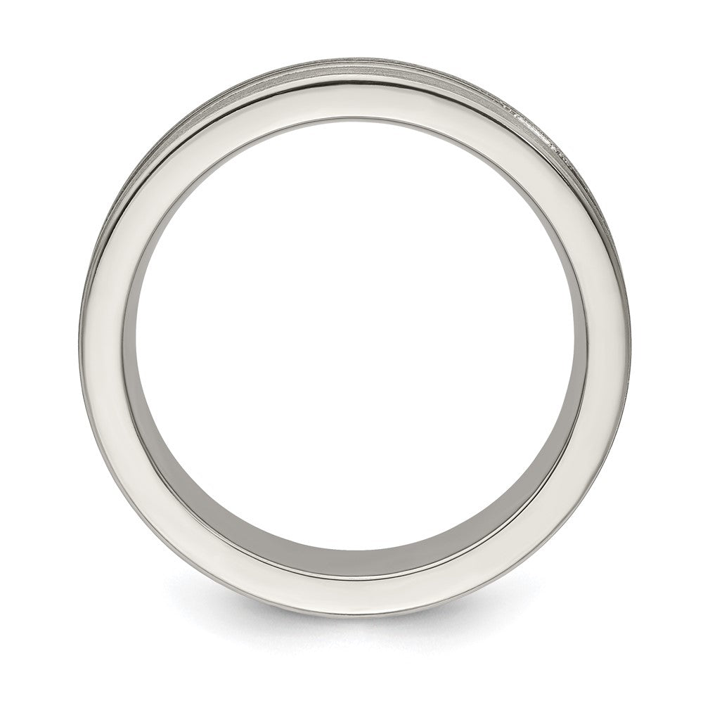 Edward Mirell Titanium Brushed/Polished Textured Lines 7mm Band