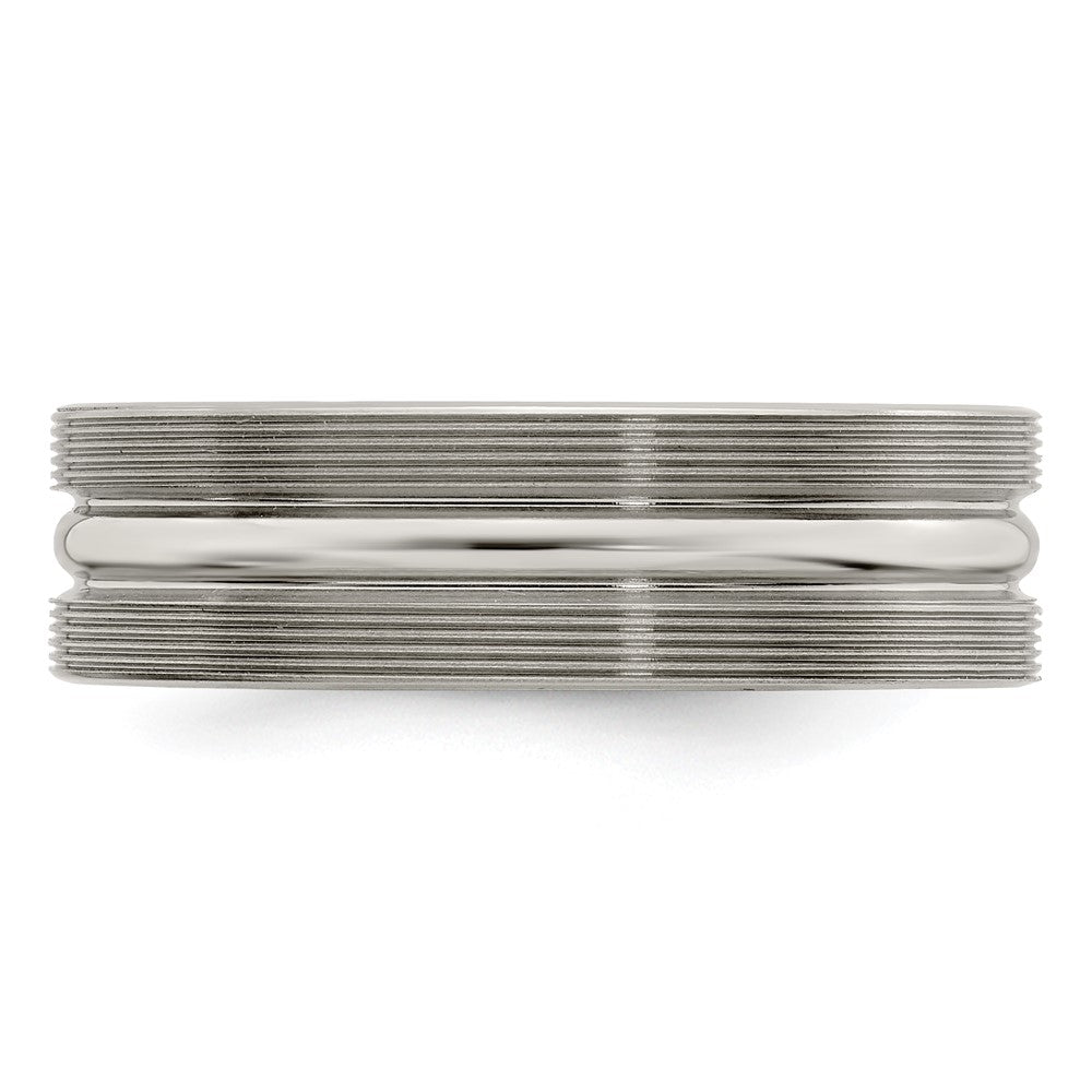 Edward Mirell Titanium Brushed/Polished Textured Lines 7mm Band
