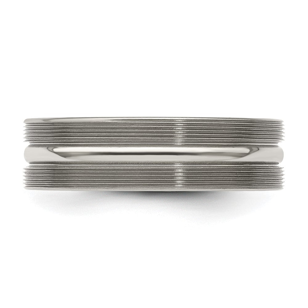 Edward Mirell Titanium Brushed/Polished Textured Lines 7mm Band