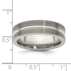 Edward Mirell Titanium Brushed/Polished Textured Lines 7mm Band