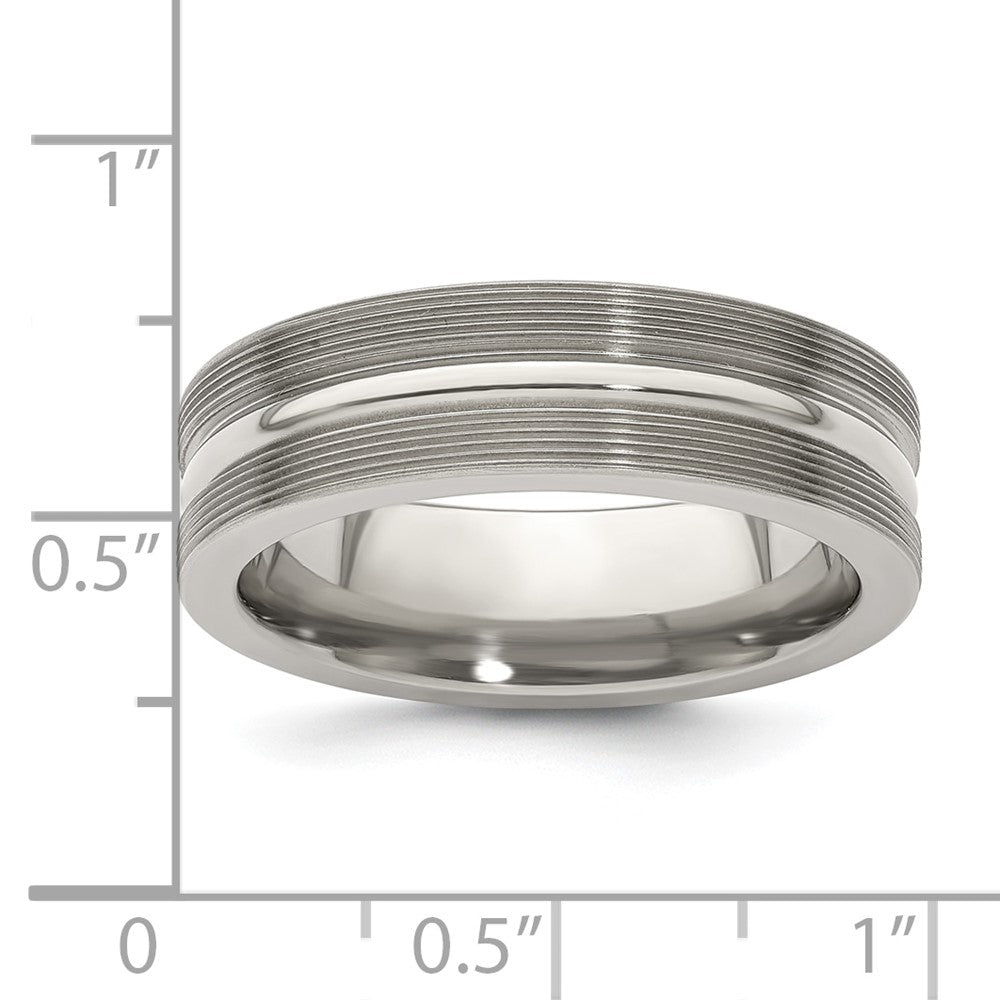 Edward Mirell Titanium Brushed/Polished Textured Lines 7mm Band