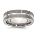 Edward Mirell Titanium Brushed/Polished Textured Lines 7mm Band